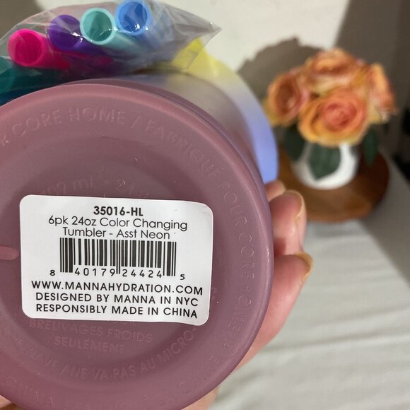 Manna 6-Pack 24oz Color-Changing Reusable Tumblers & Straws Set Eco-Friendly BPA - Picture 6 of 6